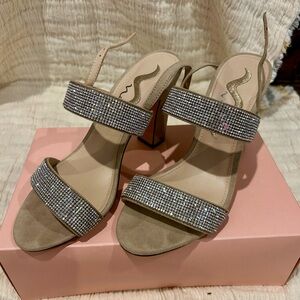 Nina Tan Heels with Rhinestone Straps